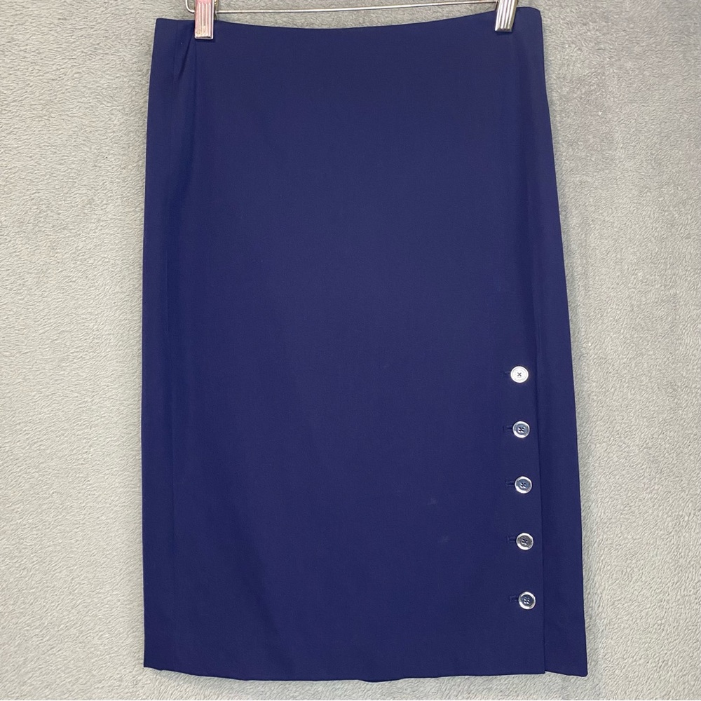 Ralph Lauren Black Label Blue 100% Wool Pencil Skirt sz 4